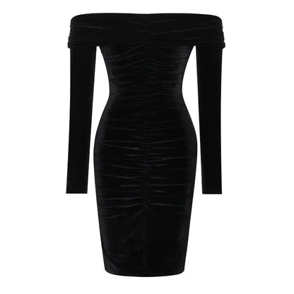 High-End One-Shoulder Pleated Slim Dress for Women